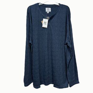 PX Clothing Blue Striped Long Sleeve Henley Shirt XXL NWT
